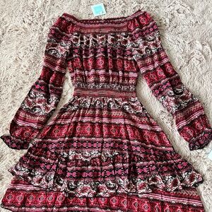 Bohemian Red Patterned Dress